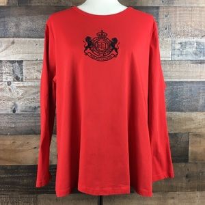 Ralph Lauren Active Red Long Sleeve Logo Top 3X